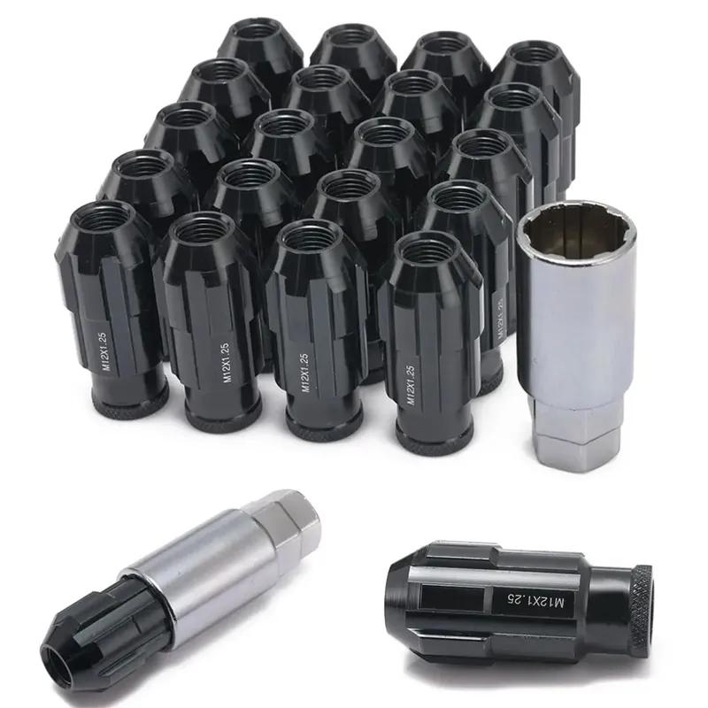 20 Pcs Wheel Lug Nuts Screw Racing Aluminium Alloy Theft Prevention Wheel Bolts Wheel Studs M12x1.5/1.25 50MM for Most Cars