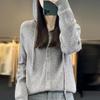 Женский однотонный вязаный кардиган-свитер с капюшоном - Верхняя одежда с длинным рукавом Осень/Зима