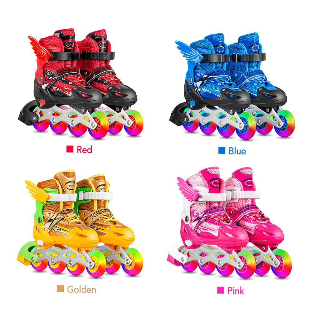 Регулируемые роликовые коньки со светящимися колесами для детей и взрослых, роликовые коньки для фитнеса в помещении и на открытом воздухе