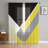Abstract Yellow Geometric Texture Tulle Curtain Voile Transparent Tulle for Bedroom Living Room Kitchen Sheer Window Curtains