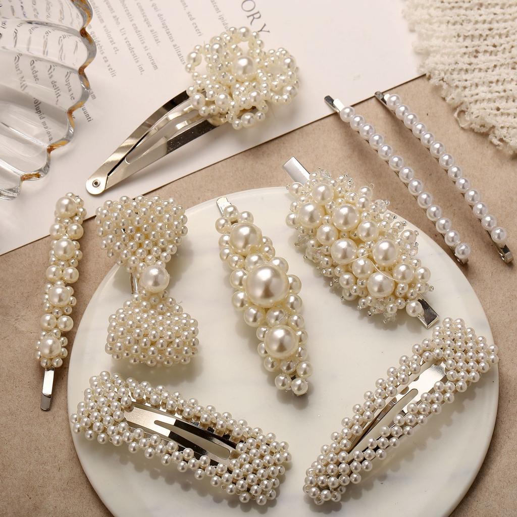 Элегантные заколки для волос с белыми бусинами