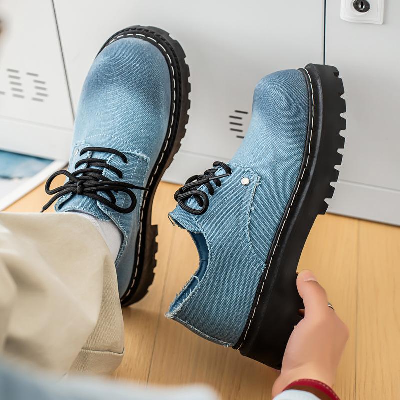 Модные Новые Мужские Дерби Британского Стиля с Большим Круглым Носком, Массивные Кроссовки на Платформе, Оригинальная Дышащая Повседневная Обувь для Уличной Моды и на Каждый День