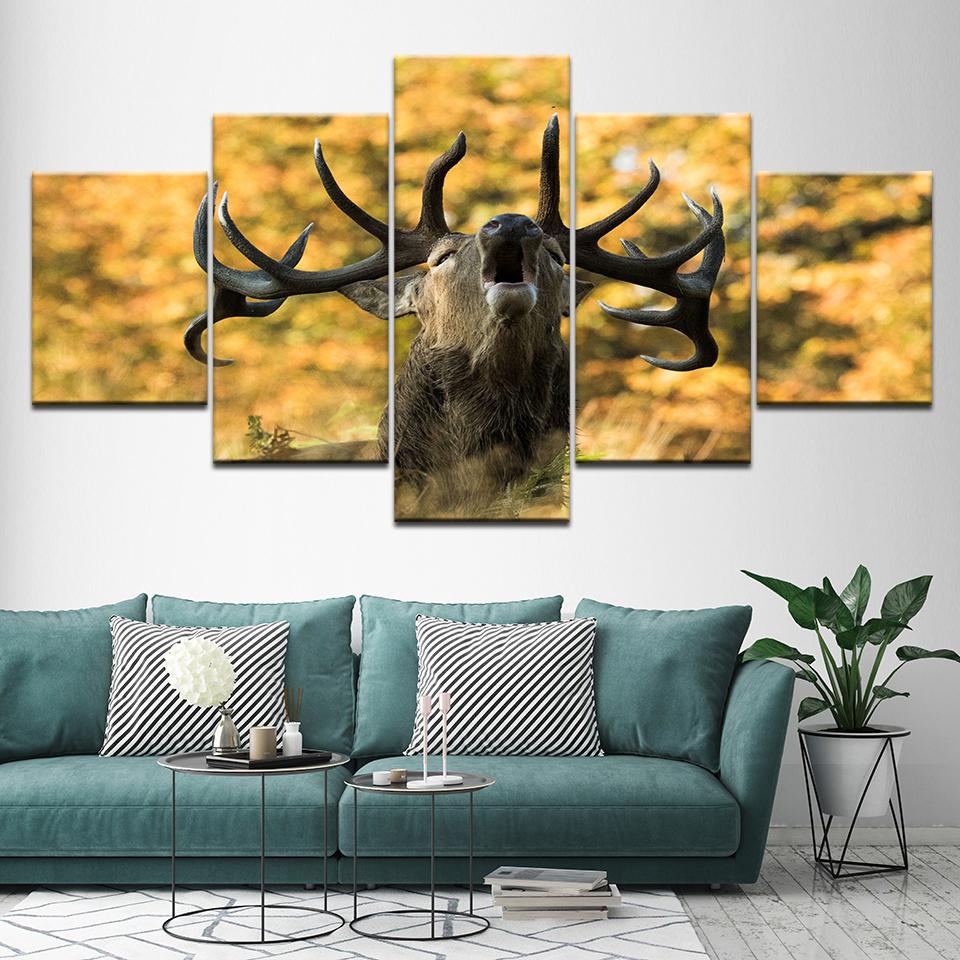 Canvas Painting Deer shouting 5 Pieces Wall Art Painting Modular Wallpapers Poster Print for living room Home Decor