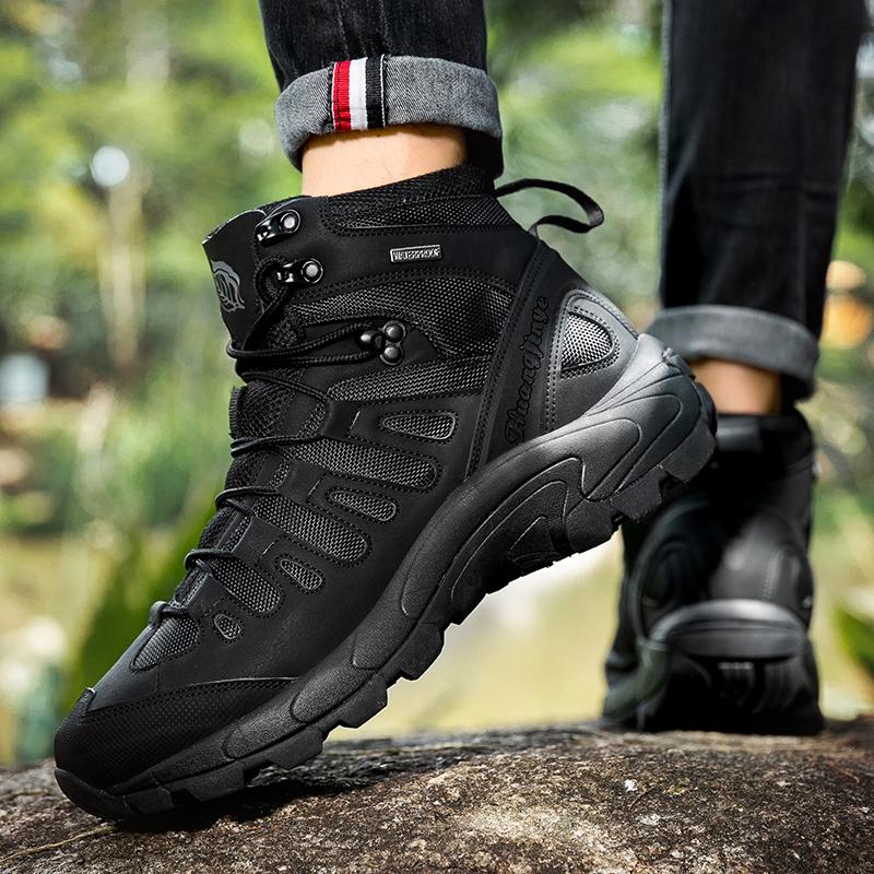 Outdoor High-top Boots Men Thick-soled Shock-absorbing Combat Boots Men Breathable Soft Wear-resistant Casual Hiking Shoes Men