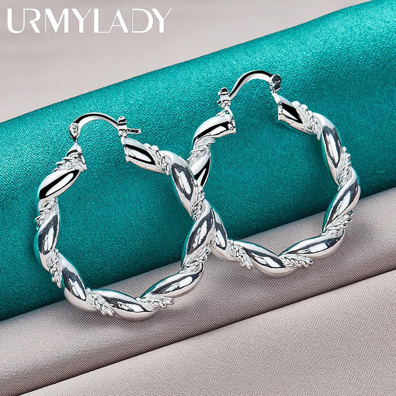 Серьги-петли из стерлингового серебра 925 пробы для женщин, модные очаровательные ювелирные изделия