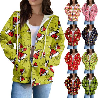 Женская повседневная модная толстовка с длинным рукавом, на молнии, с принтом и капюшоном