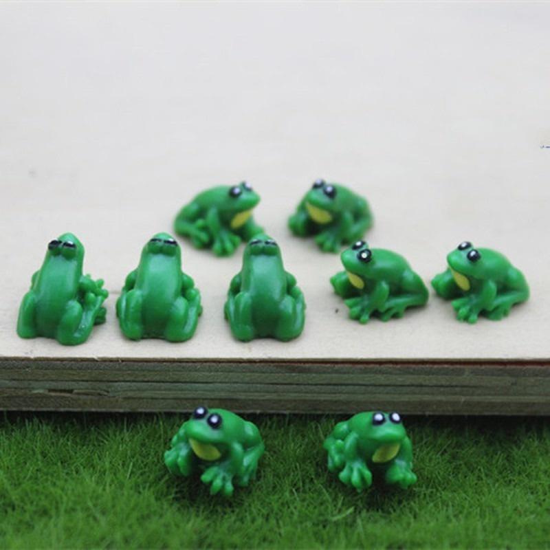 10pcs Mini Frog Figurines Miniatures Garden Decoration Home Resin Little Green Frog 1:12 Doll House Accessories