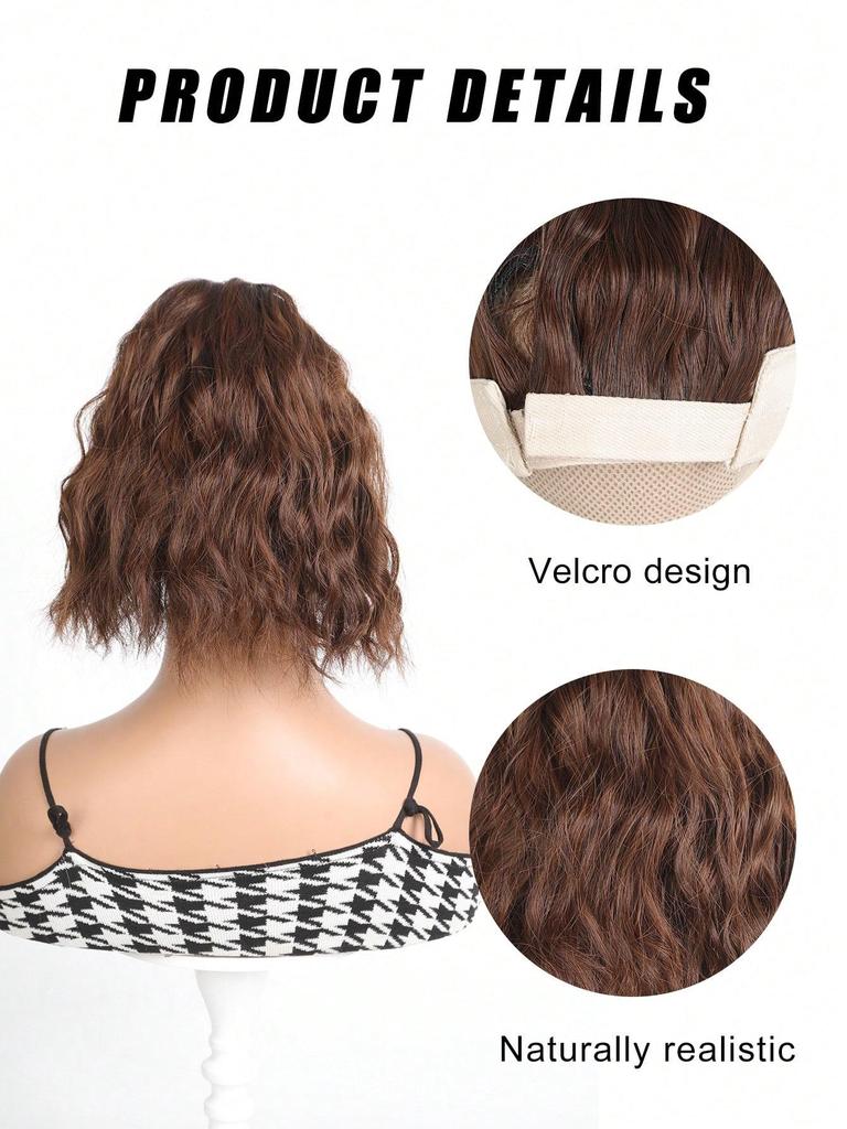 Синтетическая шляпа парик белая шляпа с волнистым хвостиком термостойкие синтетические волосы для женщин шляпа и парик в одном куске для ежедневного использования