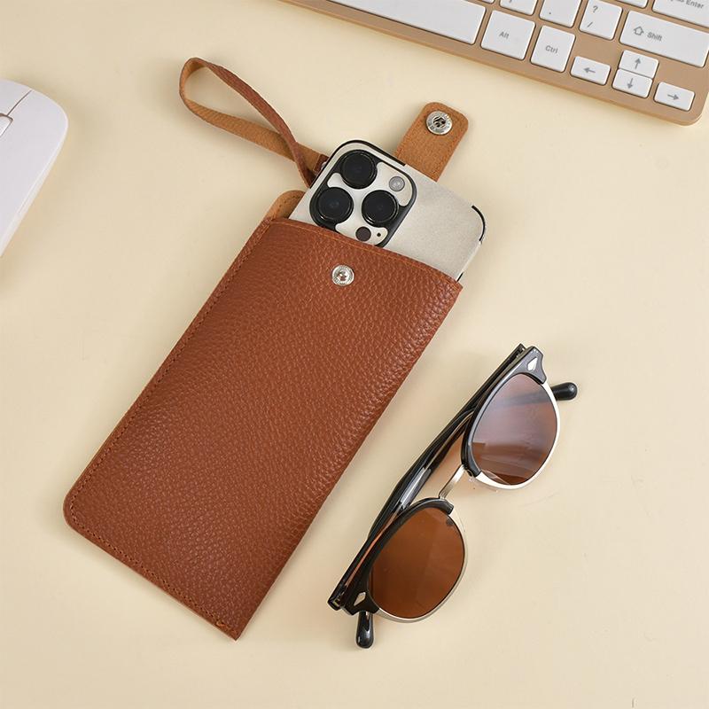 Luxury Women'S Eyeglass Case Leather Soft Holder Pocket Cases Slim Travel Pouch For Sunglasses Eyeglasses Eyewear With Lanyard