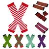 Long Striped Arm Warmers for Women Winter Long Fingerless Gloves Casual Knit Elbow Gloves with Thumb Hole
