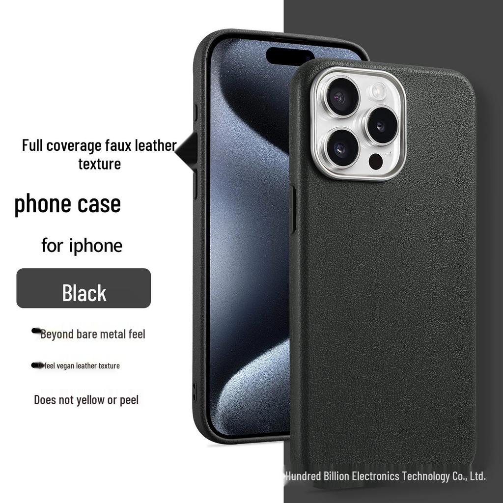 Чехол-подставка с текстурой кожи для iPhone 15 Pro Max с большим отверстием для Apple 16