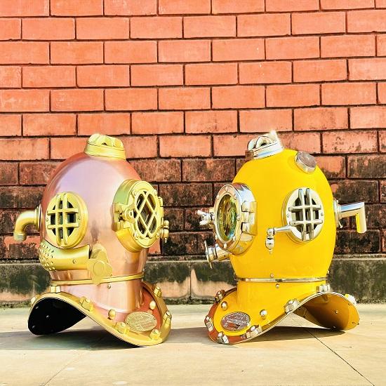 Set of 2 Nautical Scuba Diving Helmet US Navy Mark V Divers Helmet Deep Diving Helmet Diving Helmet Mark V Marine Diving Helmet