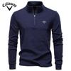 Callaway 2025 Autumn/Winter Embroidered New Large Couple Stand Up Collar Half Zipper Long Sleeve German Velvet Warm Base Sweater
