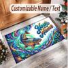 Fish Ocean Theme Soft Crystal Velvet Rug Custom Name & Text Print Non Slip Floor Rug for Bedroom Living Room