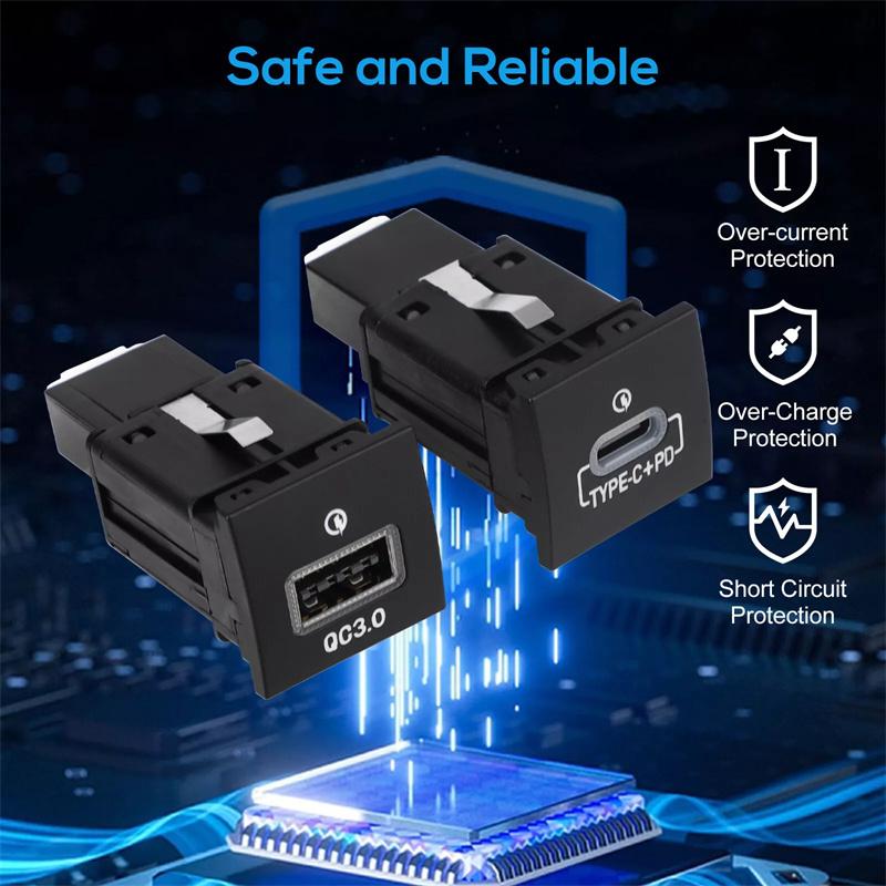 Для VW Golf 6 MK6 Jetta 5 MK5 Scirocco 2006 - 2012 Автомобильное USB-зарядное устройство PD Быстрая зарядка QC3.0 Автоматический адаптер для зарядки телефона Кнопка