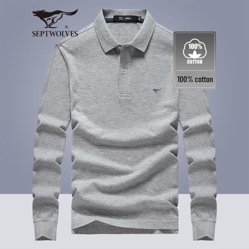Мужская рубашка-поло Qipileng с длинным рукавом в стиле business casual