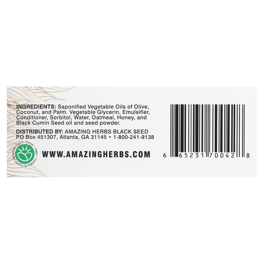 Amazing Herbs Кусковое мыло с черным тмином, овсянкой и медом, 4,25 унции (120 г)