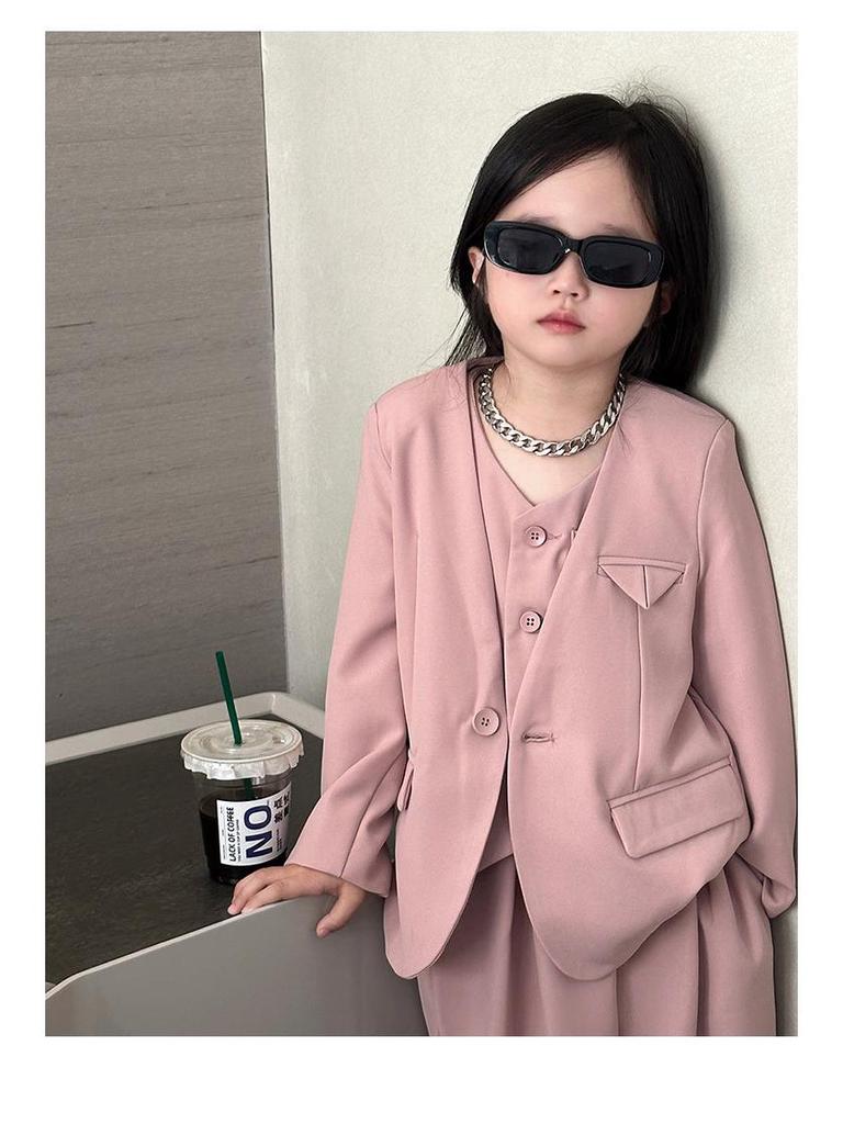 Осень 2025 Девочки Костюм-конфетка из 3 предметов - Блейзер в корейском стиле