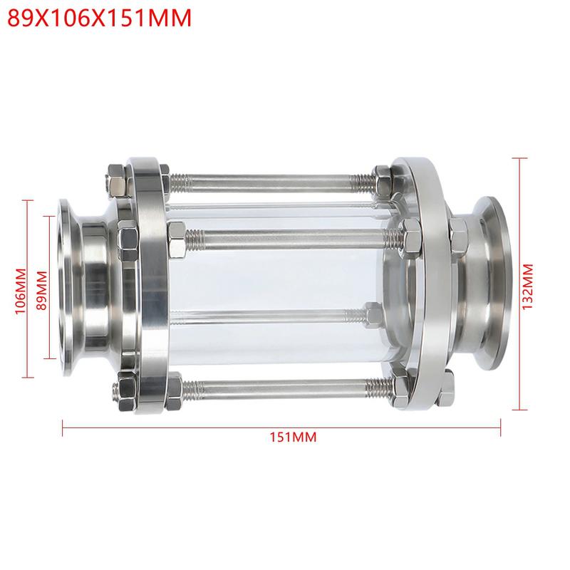 In-Line Sight Glass 304 Stainless Steel With Tri Clamp End Sanitary Flow Sight Glass Flow Pipe OD 19MM-89MM Tri Clamp Type