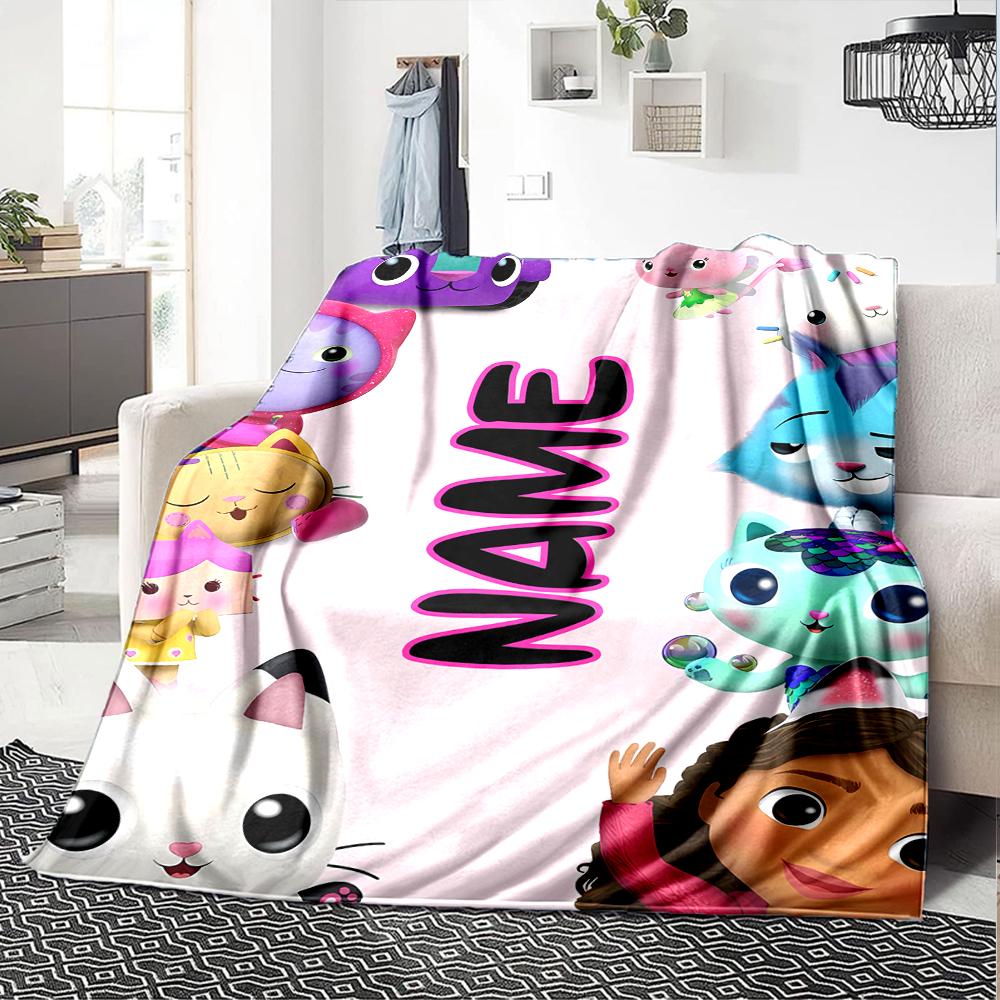 Customiz Name Personality Gabby's Dollhouse Blanket Soft &Warm Sofa Office Bed Travel Lunch Break Blanket, Gift Suitable All Seasons