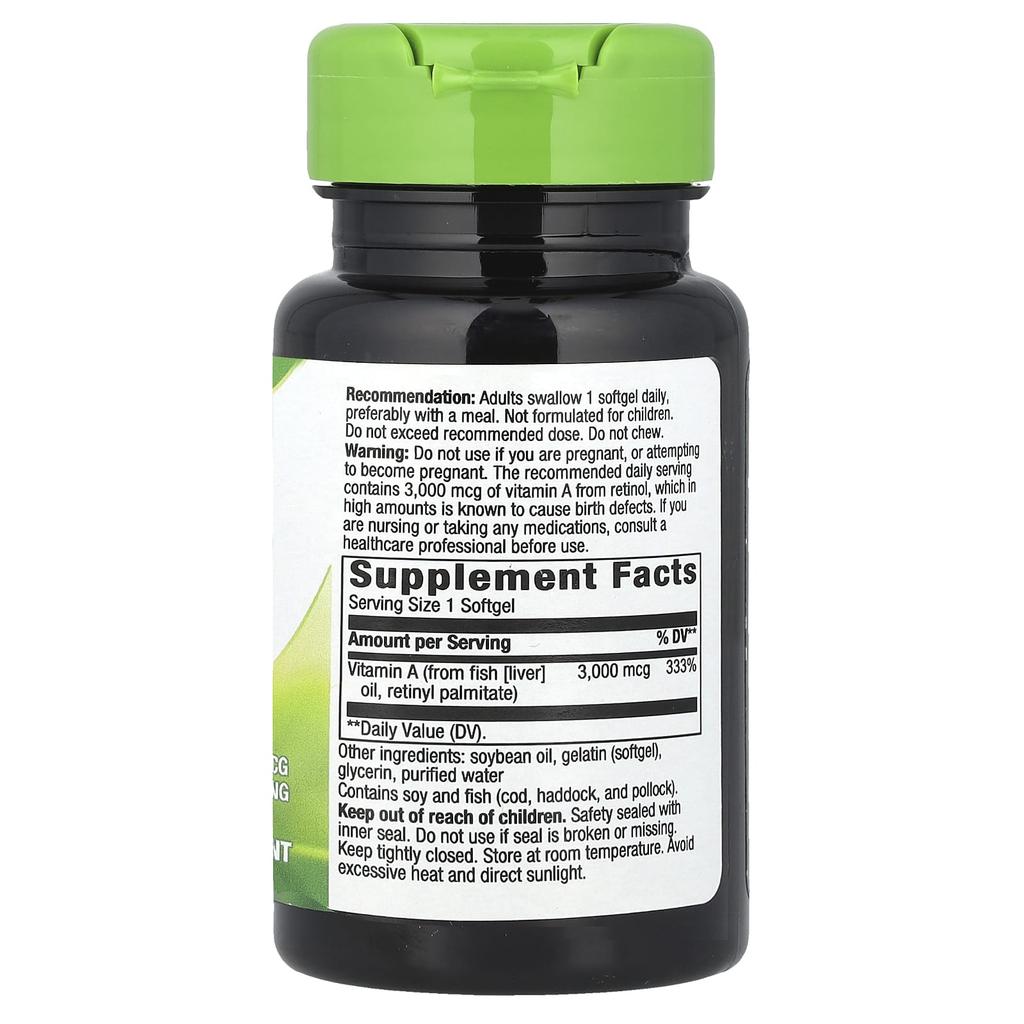 Nature'S Way, Vitamin A, 10,000 Iu, 100 Softgels