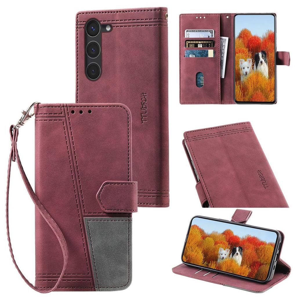 Для Samsung Galaxy S23+,S23,S22+,S22,S21 FE,S21,S21+ Кошелек-книжка с цветовыми блоками в винтажном стиле, чехол для телефона с RFID-защитой от кражи, держатель для карт
