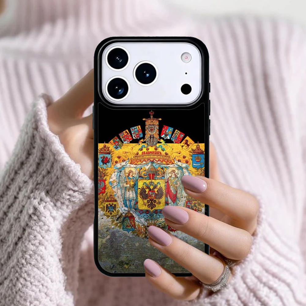 Russian Coat of Arms Phone Case For Apple iPhone 17 Air 16E 15 14 Plus 13 12 11 Pro Max Mini Funda Cover