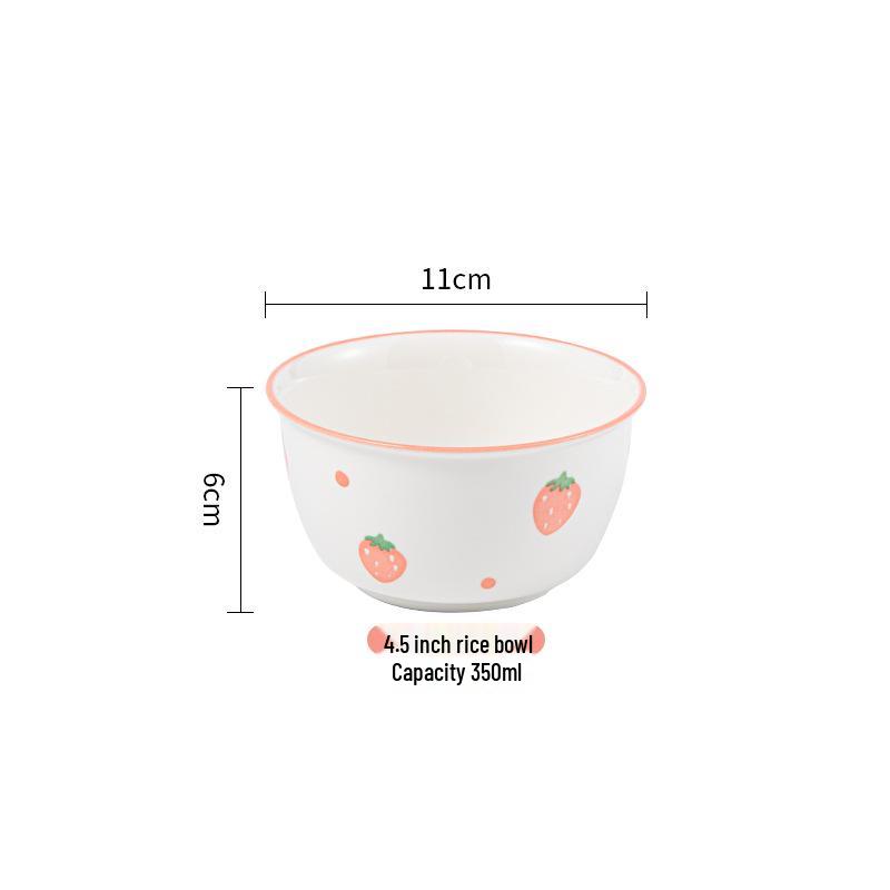 Набор керамических мисок и тарелок с клубникой: Милая, девчачья посуда для детских обедов