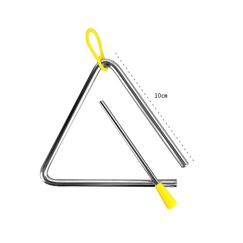 Percussion Triangle Iron Musical Instrument with Triangle Educational Musical Instrument Teaching Material Bell, Children's Toy, (4 Inches)