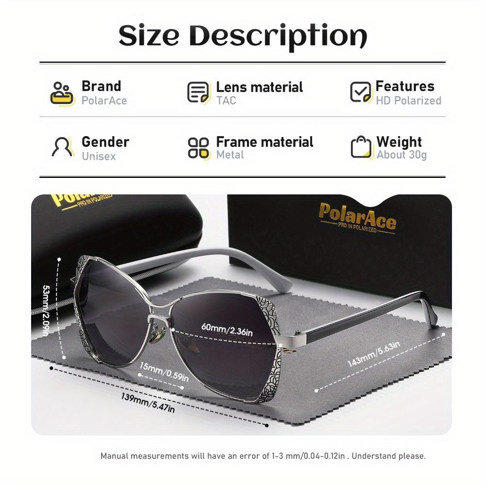 PolarAce Unisex Butterfly Frame Metal Polarized Fashion Driving Sunshade Sunglasses, UV400