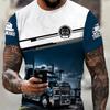 Plus Size Men's 3D Trucker Graphic Print T-shirt For Summer, Stylish Casual Short Sleeve Tees Outdoor Sports Tops
