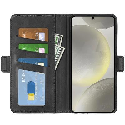 Чехол-подставка для Samsung Galaxy S24 FE, чехол для телефона из кожи с текстурой теленка, с кошельком