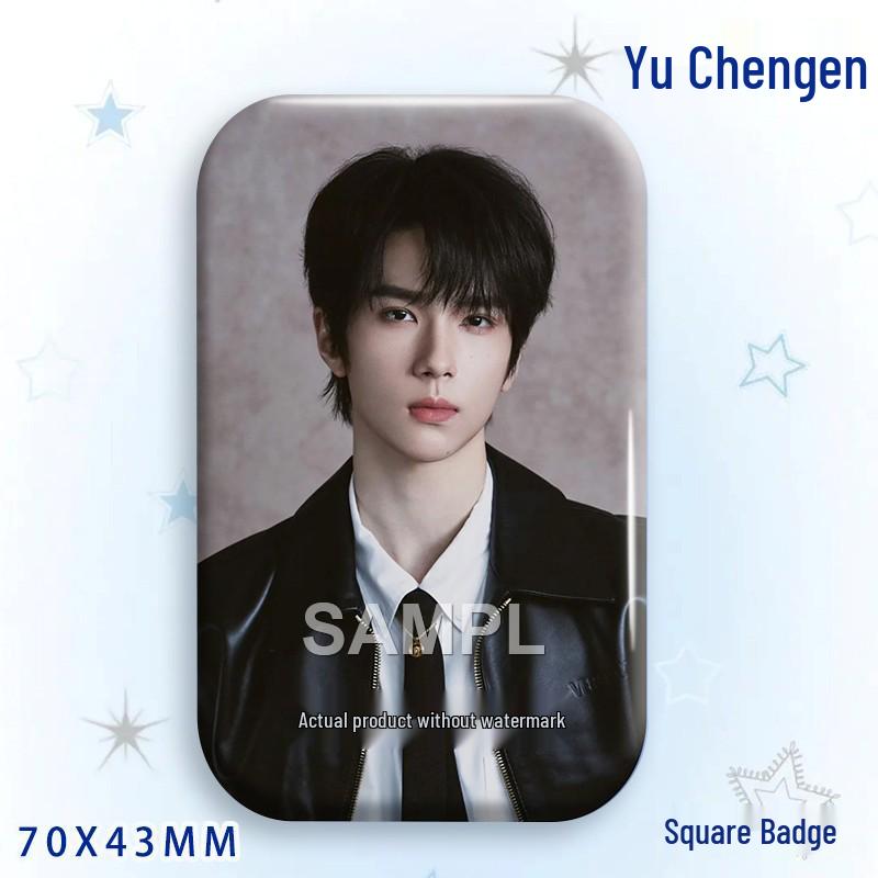 Yu Cheng'en Baji Star Idol Laser Rectangular Badge Brooch Pendant