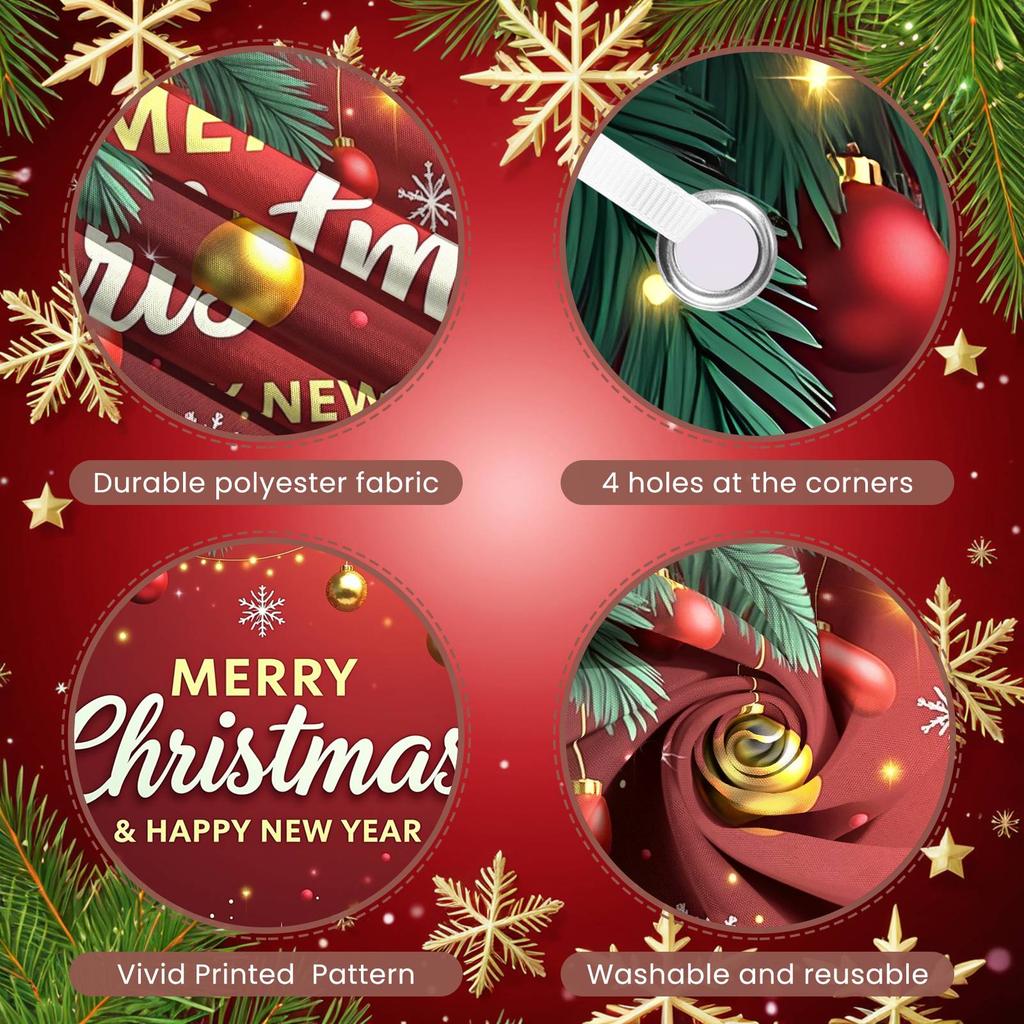 Christmas Banner Xmas Theme Christmas Decoration Banner Xmas Banner Christmas Ball For Indoor Party Festive Gathering Holiday