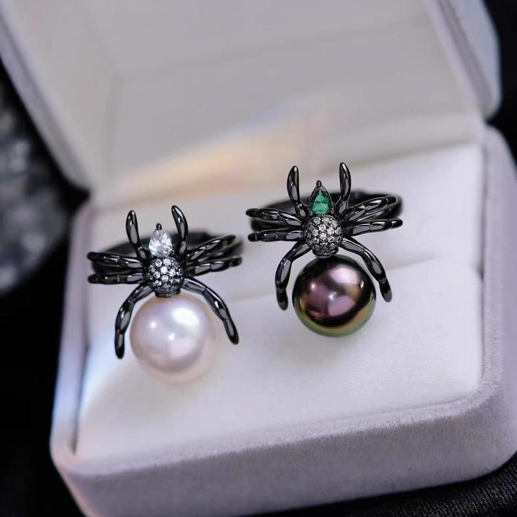 Основа кольца-паука из стерлингового серебра для круглых бусин 10-12 мм - S925 Модный DIY ювелирный аксессуар