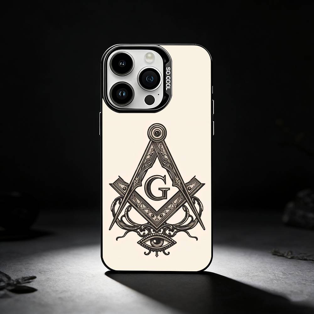 Чехол для телефона с символом масонства для iPhone 17,16,15,14,13,12,11 Plus,Pro Max,XS,Цветной серебристый чехол для телефона