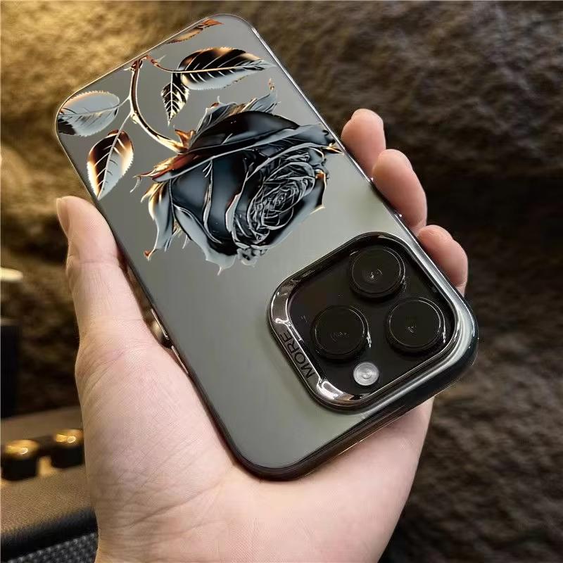 Черные Золотые Розовые Чехлы для Телефона для iPhone 16 15 Pro Max Чехлы Для iPhone 16E 11 12 13 14 Pro X XS XR 7 8 Plus SE2 Серебряные IMD Чехлы