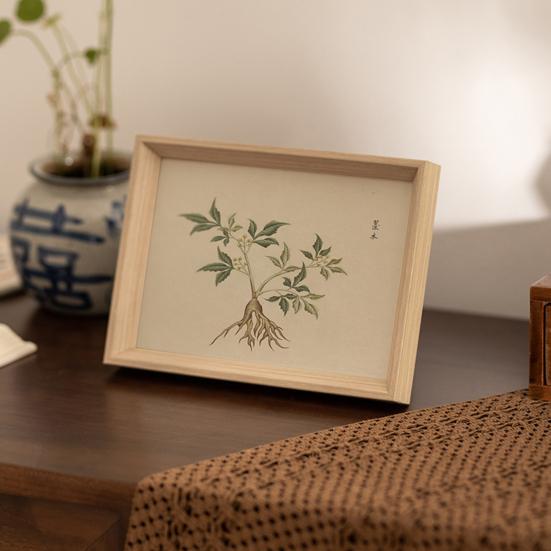 Фоторамка в китайском стиле, винтажная, с цветочным узором, мини-фоторамка, деревянная, настольная, для настенного декора