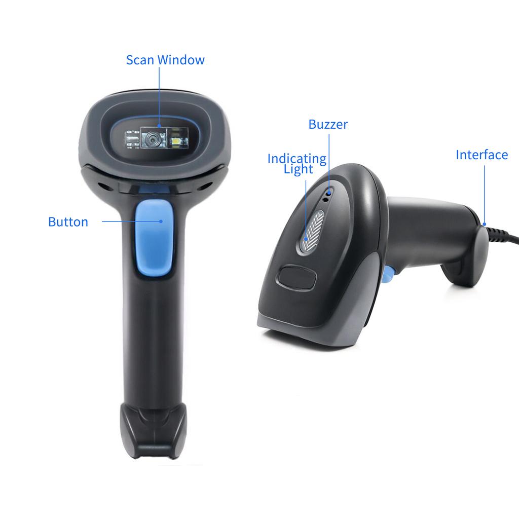 Handheld Barcode Scanner 1D Code Scanner 2.4G Wireless & USB Wired Bar Code Reader Compatible with