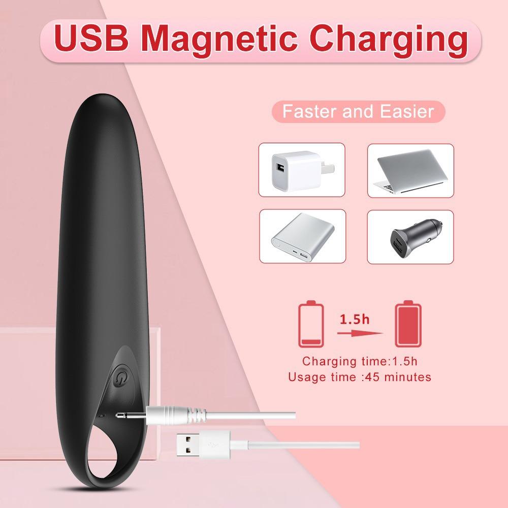 Finger Ring Vibrator with 12 Vibration Modes, Magnetic USB Rechargeable, Water-Resistant, Compact Loop Design for Targeted Stimulation
