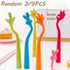 3/ 9pcs Funny Bending Gesture Silicone Ballpoint Pen 0.5mm Black Cartoon Creative Emoji Fingers Writing Stationery Suitable Office Use Back School