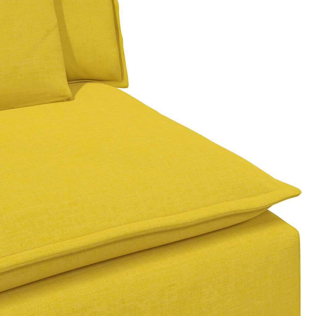 Modular Sofa End Module with Armrest and Cushions Light Yellow 100 cm