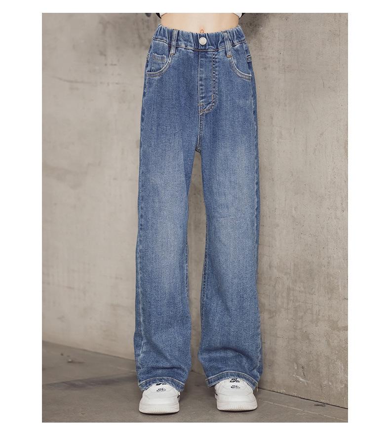 Свободные широкие джинсовые брюки в корейском стиле для девочек 2023 года на весну и осень