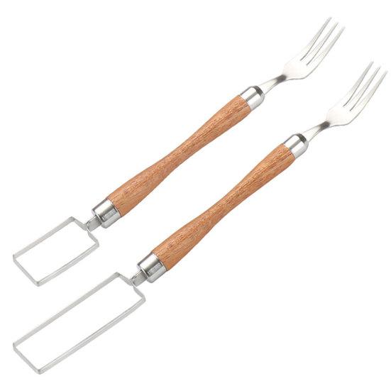 Вилка для резки арбуза, резак 2-в-1, режущий инструмент из нержавеющей стали, быстро безопасный инструмент для сервировки фруктов дыни, портативный кухонный гаджет