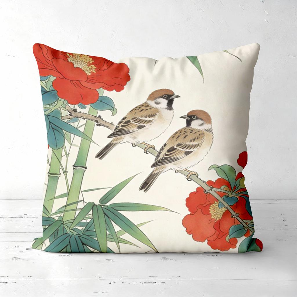 Chinesestyle Flower Bird Pillow Covers For Home Decor Polyester sofa cushion cov Headboard Pillow (Without Pillow Core