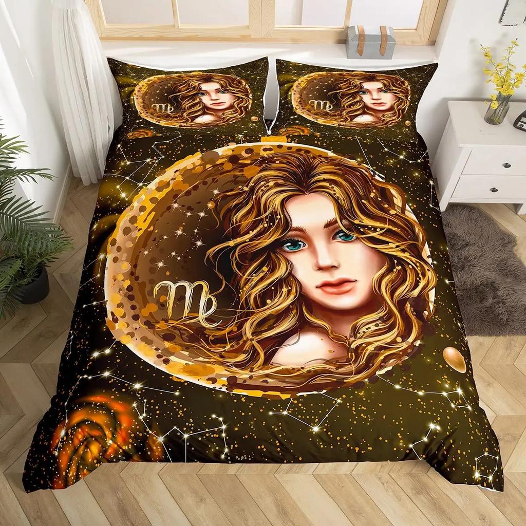 Twelve Constellation Duvet Cover Set Leo Comforter Cover Set Lion African Safari Animals Bedding Set Galaxy Tie Dye Quilt Covers