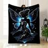 Luminous Fairy with Blue Wings Design Flannel Blanket for Bedroom Living Room Sofa and Nap