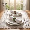 Table Setting Ornaments 6Pcs Christmas Napkin Rings, Red And Green Decorative Holders, Holiday Decor Reusable Festive Bands for Dinner Decoration