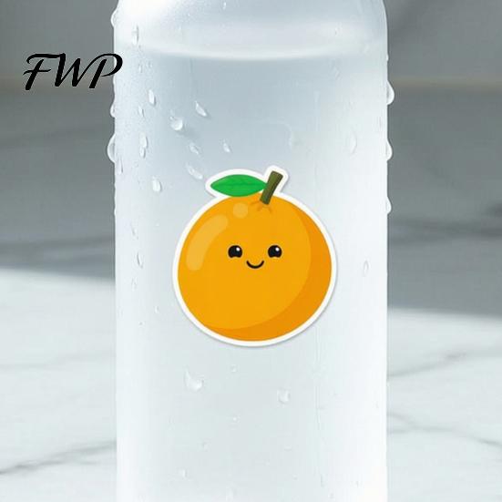 DIY Craft Supplies for Kids 50PCS Cartoon Orange Theme Stickers, Healing Style Waterproof Vinyl Fresh Fruit Stationery Decals, Scrapbooking Aesthetic