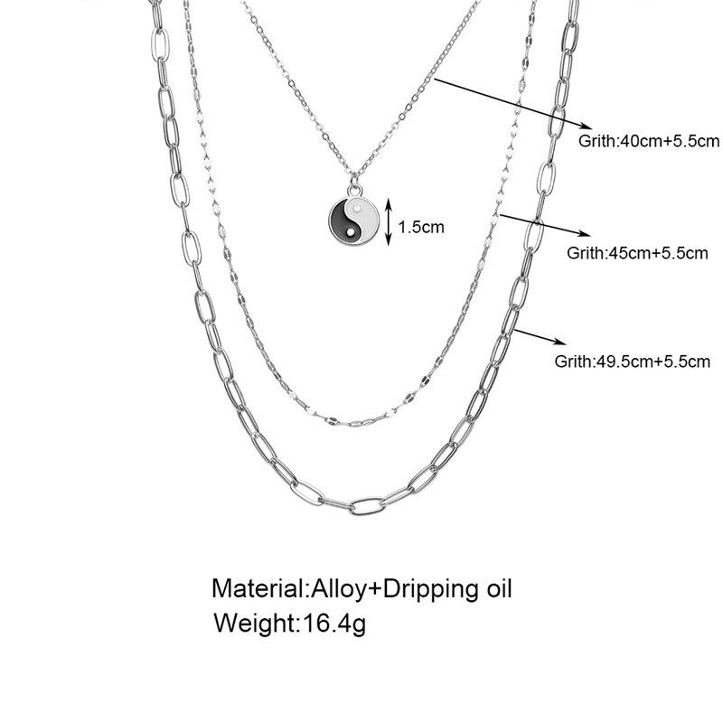 17KM Хип-хоп серебряный цвет ожерелье-цепочка Инь Ян для женщин и мужчин многослойное черно-белое колье-колье ожерелья для вечеринок ювелирные изделия